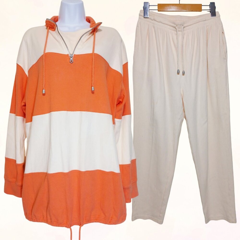 Liz Claiborne Liz & Co Women Two Piece Outfit Colour Block Jogger Pants Set M/L